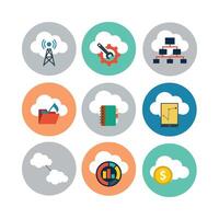 Set Of Cloud Computing Concepts In Circle Shapes Flat Illustration vector