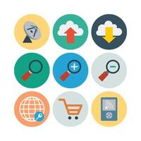 Collection Of Nine Different Communication And Technology Related Flat Design Icons vector