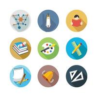 Assorted Educational Icons Set With Science,Arts,And Learning Symbols Flat Design vector