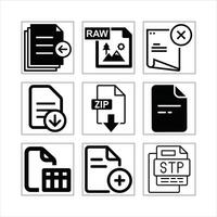File Type Icons For User Interface And Website Design Elements In Black And White vector