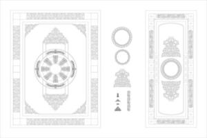 Decorative Ornament Set With Floral Patterns For Interior Elements Outline Drawing vector