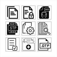 File Format Icons Set Document Types And Extension Line Style Graphic vector