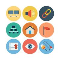 Set Of Colorful Flat Design Style Icons Representing Different Concepts vector