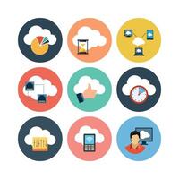 Cloud Computing And Networking Icons Set For Digital Business Technology And Data Management vector