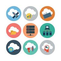 Cloud Computing Flat Icons Set Technology Network Concept Modern Design vector