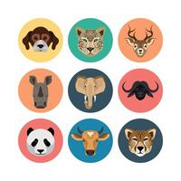 Illustration Of Wild And Domestic Animals Icon Set Minimalist Style With Round Shapes And Different Color Palettes vector