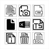 File Format Icon Set Document Types And Extensions Design Elements Illustration vector