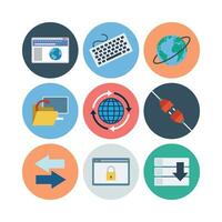 Flat Design Internet Technology Icons For Web Development And Communication Networks vector