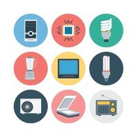 Flat Icons Of Home Appliances And Electronics On Colorful Round Backgrounds vector