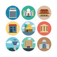 Diverse Global Landmarks And Architectural Icons In Flat Design Style Illustration Set vector