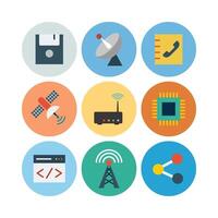 Technology And Communication Icons Set Representing Data Networking And Connectivity vector