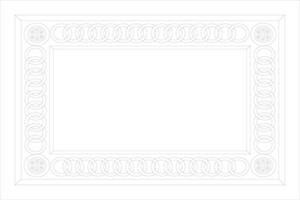 Decorative Frame With Interlocking Circles And Floral Corner Motifs In Black And White vector