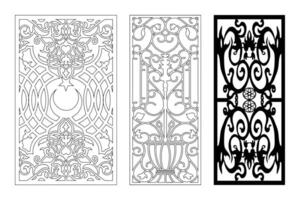 Three Decorative Panels With Intricate Floral And Geometric Patterns For Laser Cutting Applications vector