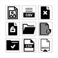 File Type Icons Collection Including Image,Csv,Locked,Verified,And Docx Files In Format vector