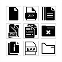 File Format Icons Collection In Grid Arrangement For Design And Software Applications vector
