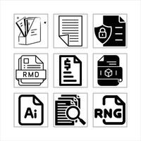 File Format Icons Set Collection Of Various Type Document Outline Illustration vector