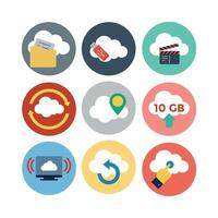 Cloud Computing Storage Technology Interface Collection Flat Icons Symbolizing Modern Digital Solutions vector