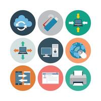 Internet And Networking Technology Concepts With Cloud Storage And Data Transfer Illustration vector