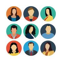 Diverse People Avatars Set,Flat Icons,User Profiles,Round Portraits,Multicultural Team vector