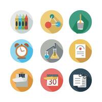 Flat Style Icon Set With Education,Science,And Stationery Related Symbols Design vector