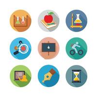 Education And Science Flat Icon Set Collection With Chalkboard And Experiment Beaker vector