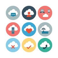Cloud Computing Service Icons Collection Technology Communication Network Data Flat Design vector