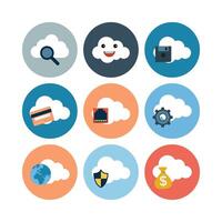 Cloud Computing Services And Technology Solutions Icon Set For Modern Digital Infrastructure And Data Management vector