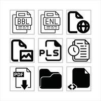 Set Of Different File Format Icon Illustrations Isolated On White Background vector