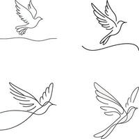 Minimalist One Line Bird Drawing. Elegant Bird in Flight Wall Art vector