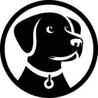 Black and white dog face art illustration on white background vector