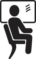 Icon of Seated Figure Engaging with Screen in Modern Tech Environment vector