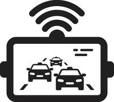 Minimalist Smart Car Display Icon with Traffic and WiFi vector
