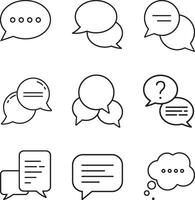 Minimalist Grid of Speech Bubbles Icons Representing Diverse Message Types in Monochrome Style vector