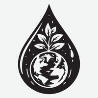 Nurturing Our World A Single Drop Silhouette for World Environment Day vector