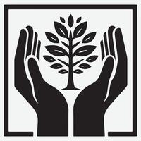 Tender Care for Tomorrow Hands and a Growing Tree for Environment Day vector