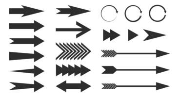 a collection set of black arrow shaped elements vector