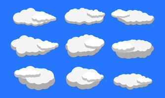 a set of white cartoon clouds shape element design collection vector