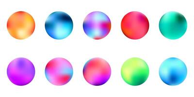 a set of colorful holographic sphere shape design element collection vector