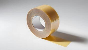 Close-up of Double Sided Tape Roll on White Surface for Packaging photo