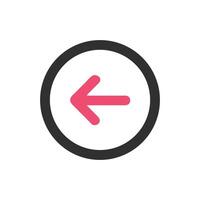 Pink arrow pointing left within a gray circle button vector