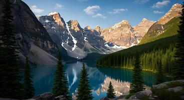 Golden Hour Mountain Scene in Ultra-Realistic Sharpness photo