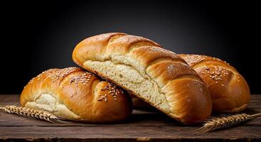 Baked Bread Image with Realistic Flour and Crunch photo