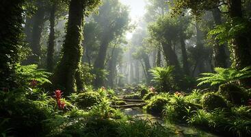 Realistic Landscape with Layered Foreground and Background Harmony photo