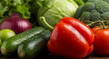 Fresh Garden Vegetables with Bright Lighting and Texture photo