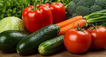 Vegetables Glowing in Natural Light with Realistic Texture photo