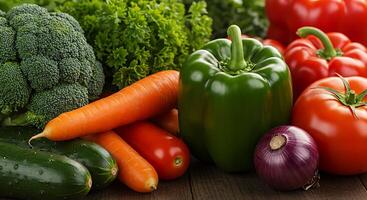 Sharp Close-Up of Vegetables in Bright Natural Light photo