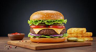 Grilled Chicken Burger With Creamy Sauce And Fresh Lettuce photo