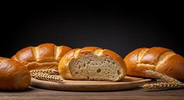 Fluffy Bread with Crusty Surface and Deep Cracks photo