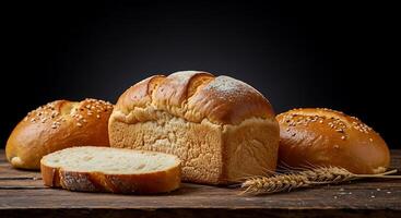 Fluffy Bread Inside with Rustic Brown Crust and Texture photo