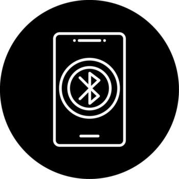 Bluetooth teléfono conexión línea circulo invertido vector